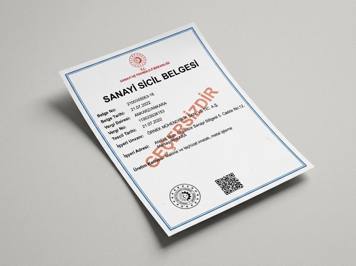 Sanayi Sicil Belgesi